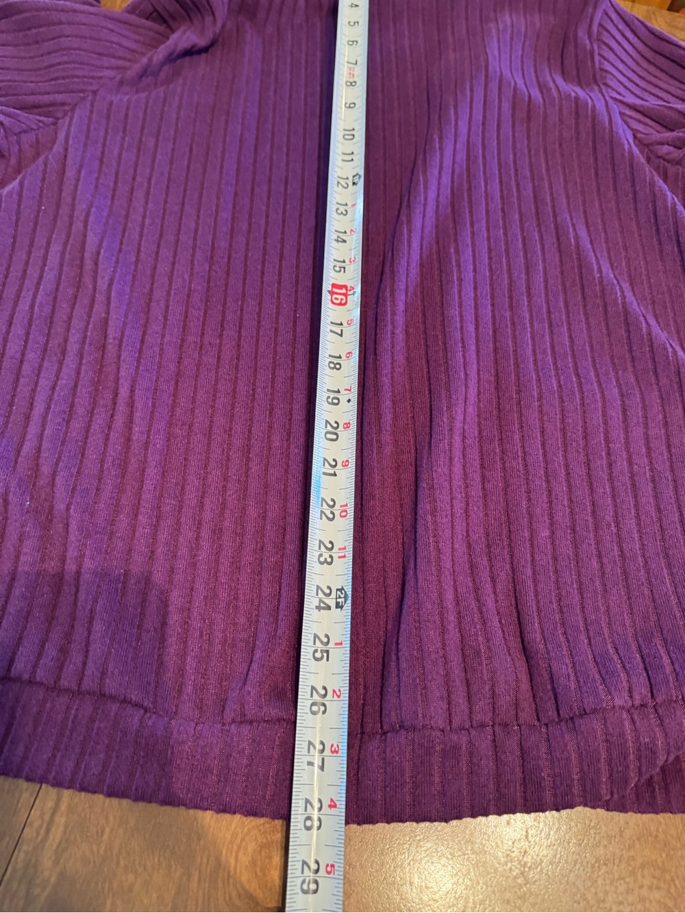 Purple Open-Front Ribbed knit Cardigan Sweater - Picture 5 of 6